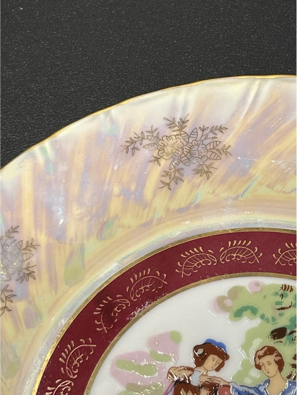 Yau Shing YS Hong Kong 1940s 3-Tier Cake Stand Iridescent Lustre Fragonard, 14”